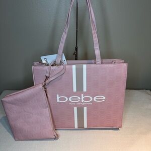 NWT!!! Bebe Pink Tote with Coordinated Pouch
